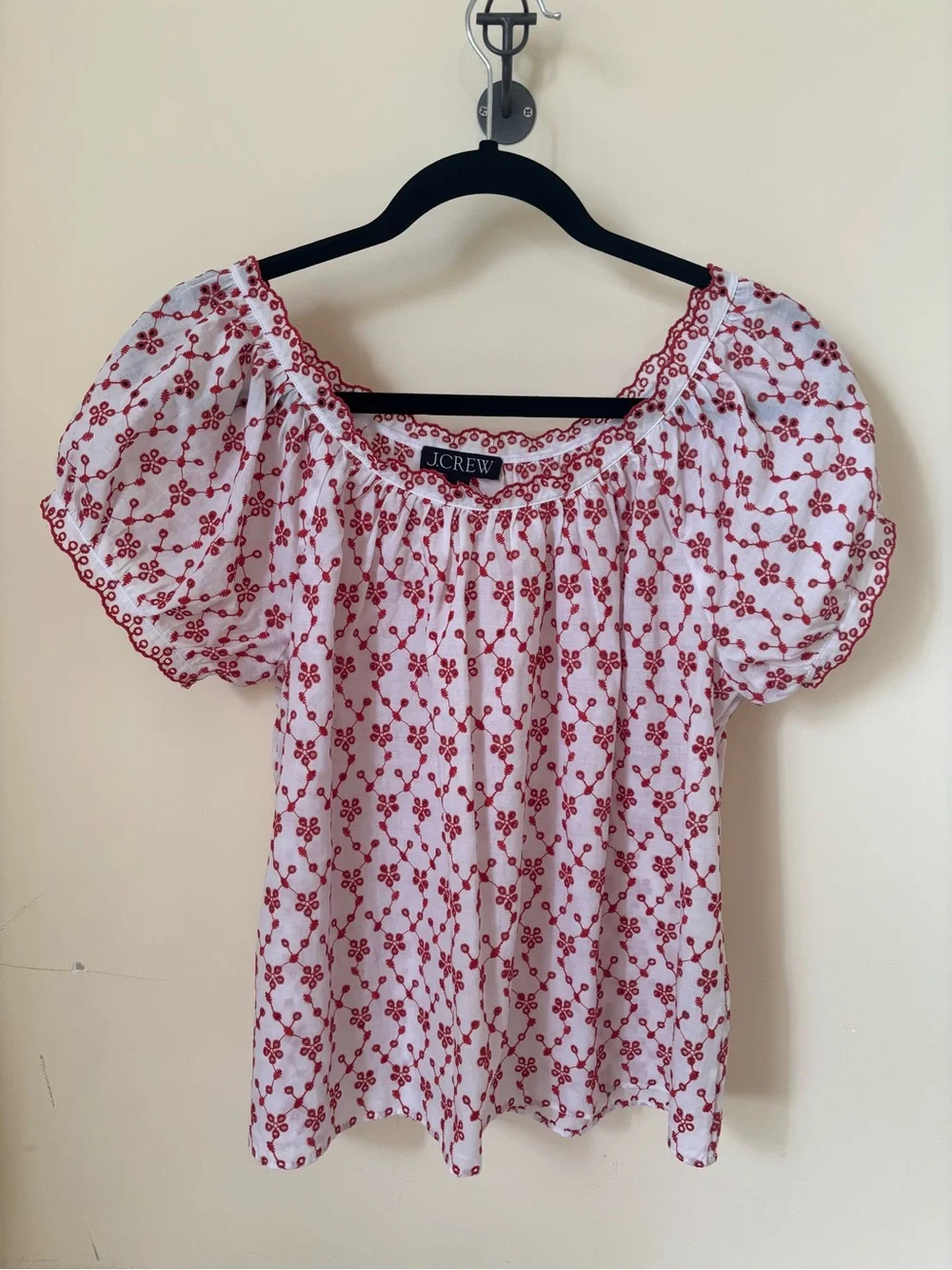 J. Crew scallop trim embroidered eyelet top